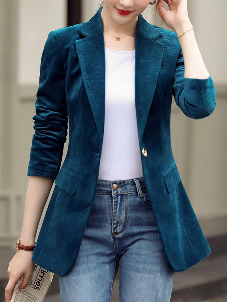 Turn Down Collar Long Sleeves Blazer