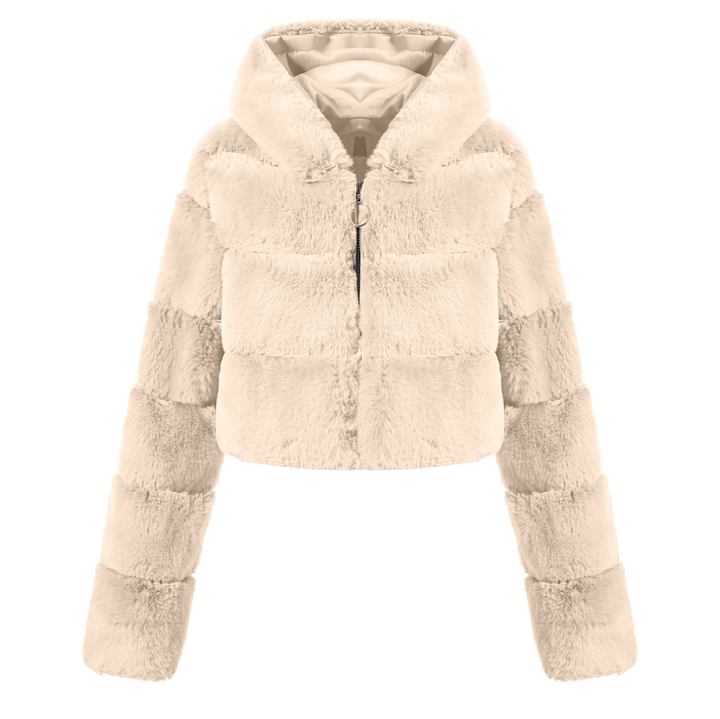 Faux Fur Hooded Zipper Coat