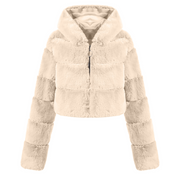 Faux Fur Hooded Zipper Coat