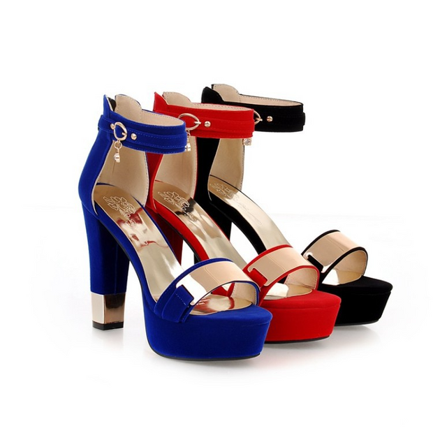 Chunky Heel Open Toe Platform Heels