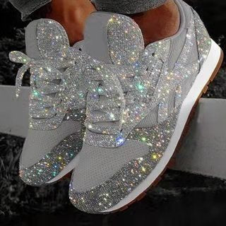 Women Muffin Rhinestone Crystal Platform Sneakers