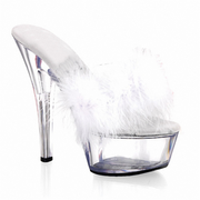 Furry Peep Toe Clear High Heels