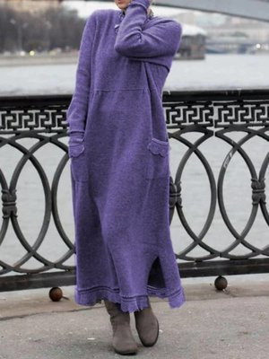 Casual Long Sleeves Knitting Dress