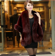 Women's Faux Fur Wrap Poncho Shawl