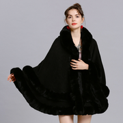 Women's Oversized Poncho Faux Fur Cape Coat