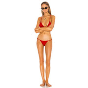 Red Cross Back Detail High Waisted Summer Bikini