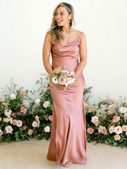 Satin Sleeveless Zip-Fastening Back Mermaid Bridesmaid Dress