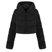 Faux Fur Hooded Zipper Coat