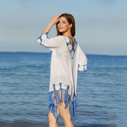 Patchwork Weave Tassel Beach Cover Up