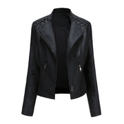 PU Long Sleeves Mock Neck Zipper Jackets