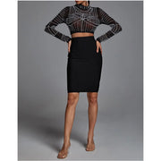 Black Pearl Detailing Top and Bandage Skirt Party Dress