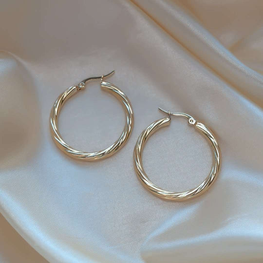 Twisted Gold Hoops