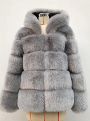 Faux Fur Hooded Short Coat