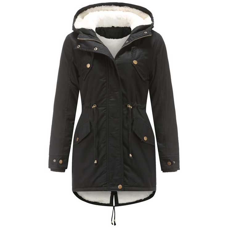 Fleece-Lined, Windproof Mid-Length Coat