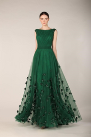 Green Sleeveless Long Evening Dress