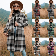 Woolen Plaid Loose Shirt Jacket