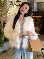 Long Sleeves Short Faux Fur Coat