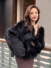 Long Sleeves Short Faux Fur Coat