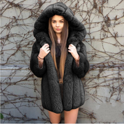 Women's Long Sleeve Hooded Faux Fur Winter Coat