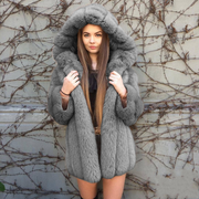 Women's Long Sleeve Hooded Faux Fur Winter Coat