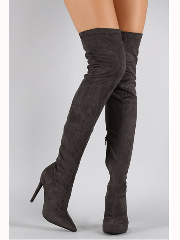 Over The Knee Pointed Toe Suede Thigh High Boots