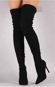 Over The Knee Pointed Toe Suede Thigh High Boots