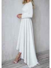 A-Line Scoop Neck Long Sleeves Wedding Dress