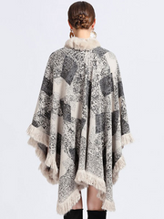 Cloak Cape Faux Fur Wraps Shawl Poncho Coat