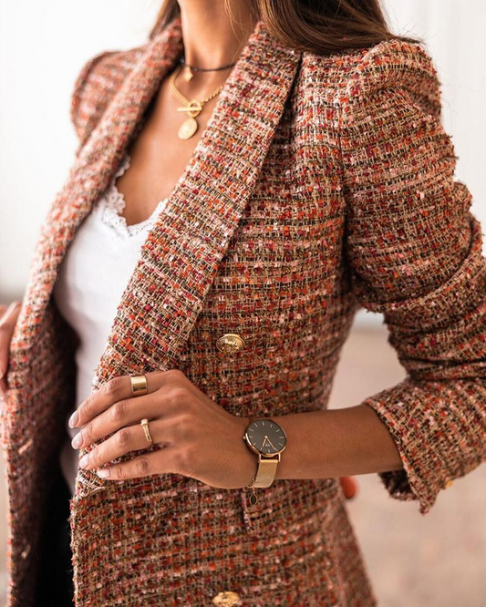 Classic Tweed Long Sleeve Blazer Coat