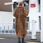 Leopard Print Faux Fur Long Coat