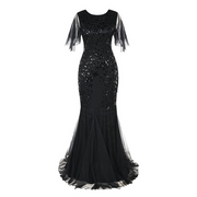 Sequin Short Sleeves Long Flapper Dress