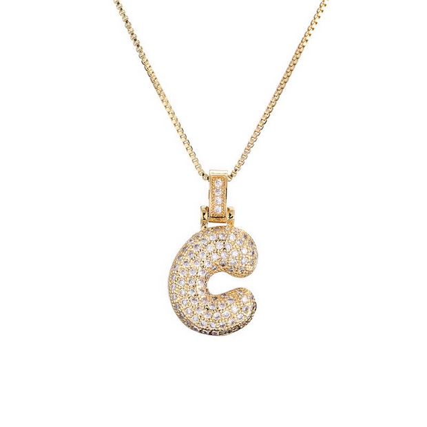 ICY Bubble Letter Initial Necklace