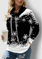 Long Sleeve Christmas Snowflake Print Sweatshirt