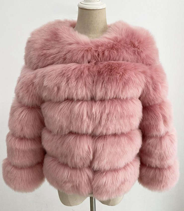 Faux Fur Open Front Bubble Coat