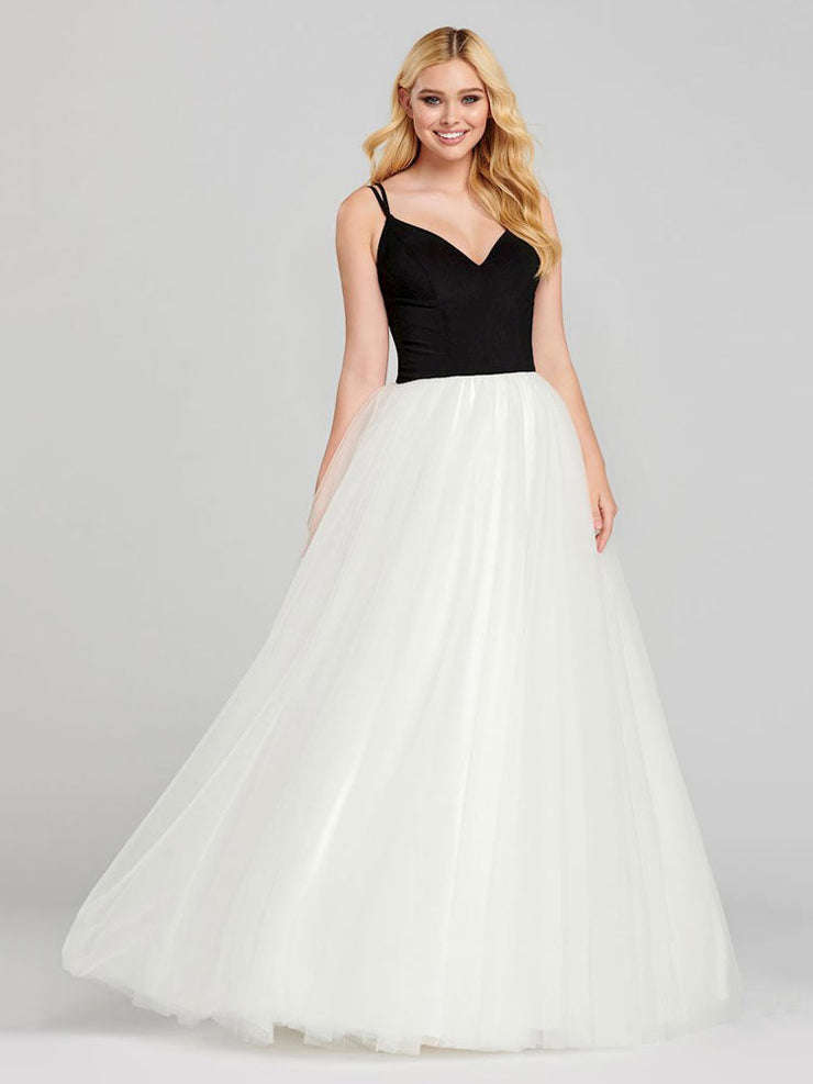 White Deep V-Neck Sleeveless Tulle Ball Gown Prom Dress