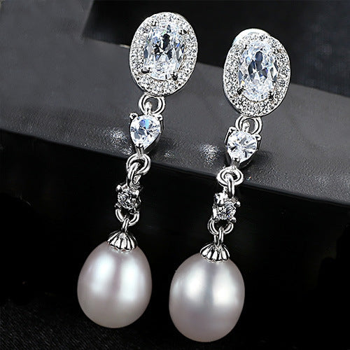 Silver Pearl Long Earrings