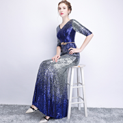 Sequin Long Sleeves Mermaid Long Evening Dress