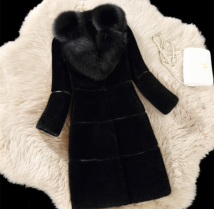 Faux Fur Mid Length Collar Coat