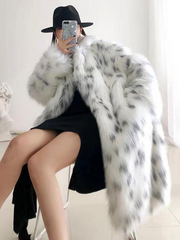 Faux Fur Two Tone Lapel Coat