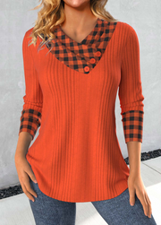 Patchwork Plaid Long Sleeve Sweatshirt