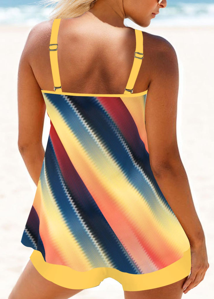 Circular Ring Mid Waisted Dazzle Colorful Tankini Set