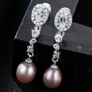 Silver Pearl Long Earrings