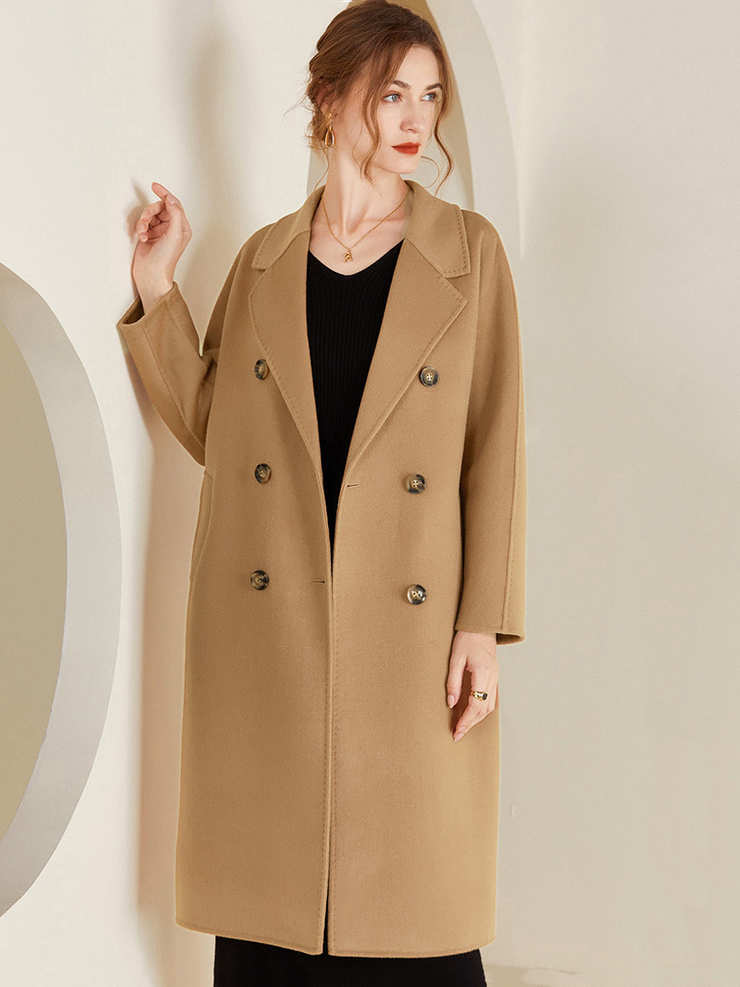 Turn Down Collar Long Lapel Coat