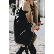 Faux Fur Suede Aviator Jacket