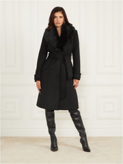 Women's Coat with Detachable Fur Collar