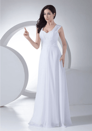 A-Line White Sleeveless Maxi Bridesmaid Dress