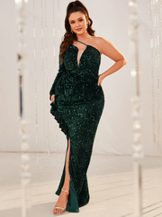 Sequin One Shoulder Mermaid Prom Dress