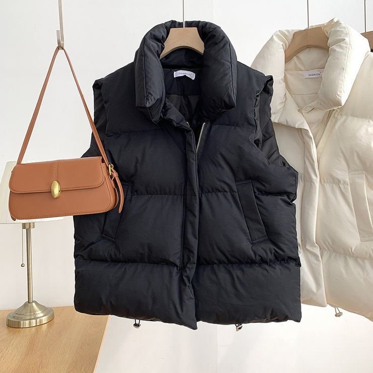 Stand-Up Collar Puffer Vest Jacket