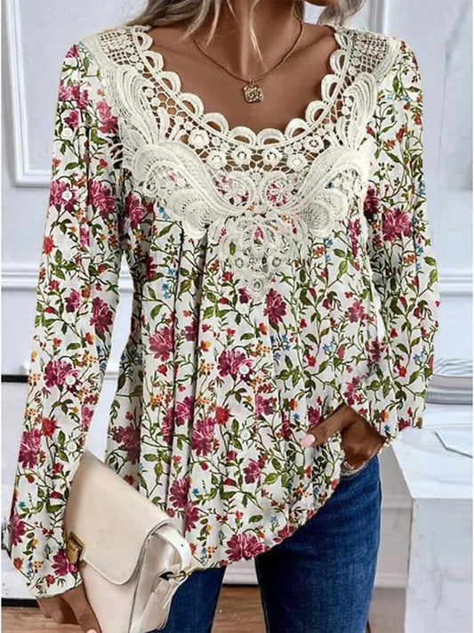 Women's Lace Collar Short Sleeve Blouse Top