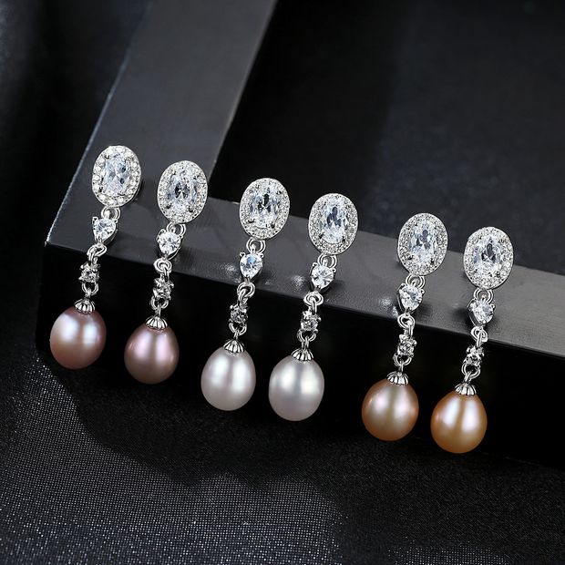 Silver Pearl Long Earrings